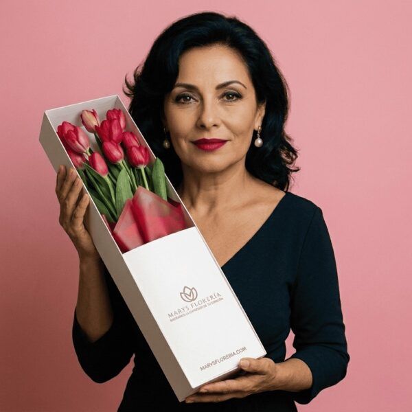 CAJA DE 10 TULIPANES ROJOS