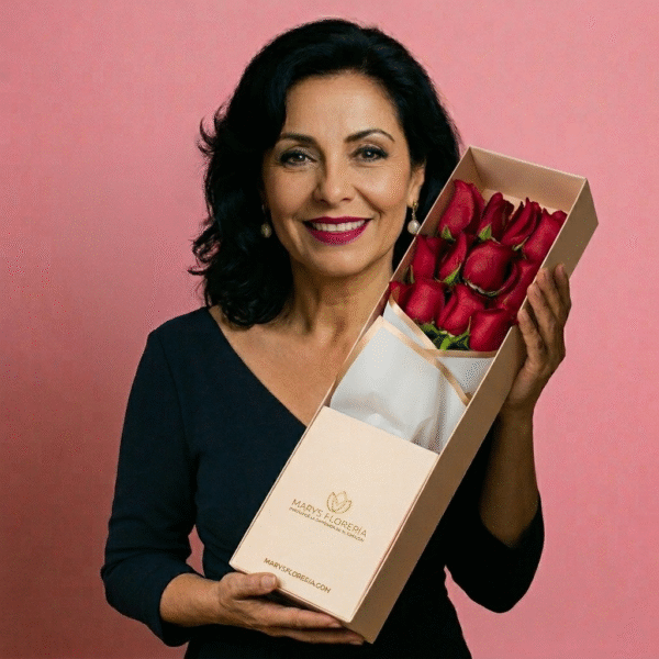 CAJA DE 12 ROSAS ROJAS