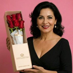 CAJA DE 6 ROSAS ROJAS